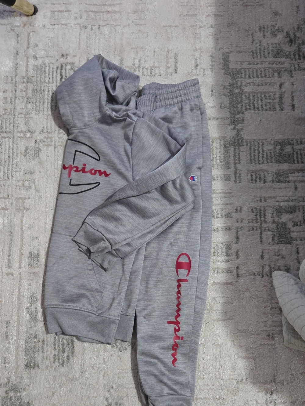 Champion Kids Gray Sweatshirt & Joggers Set with Red Logo